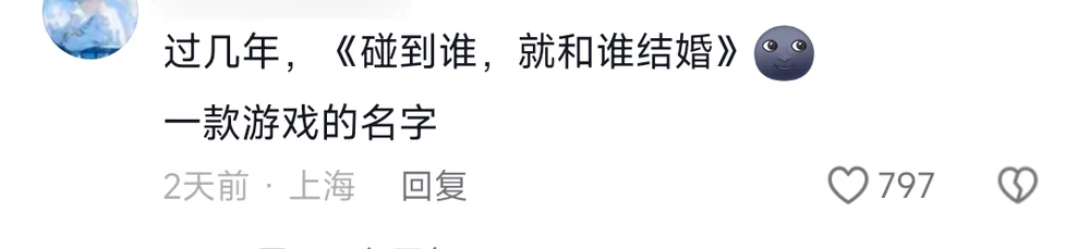 A comment proposing a future game title: Marry Whoever You Bump Into