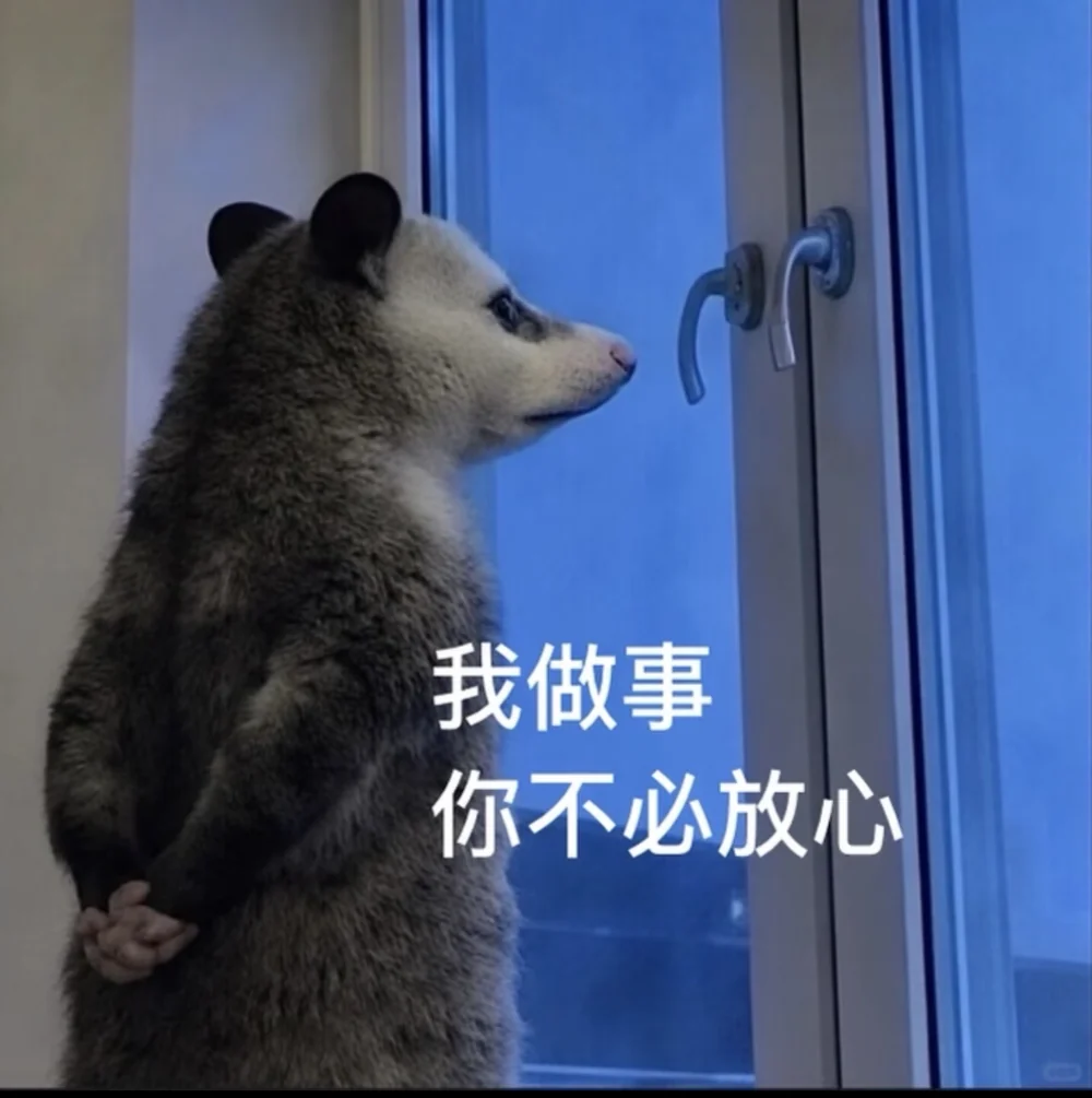 The opossum captioned in Chinese: when I handle it, you need not feel reassured